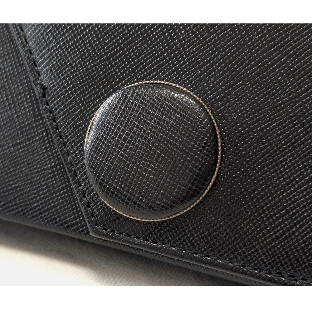 Vintage Yves Saint Laurent YSL Black Saffiano Leather Envelope Button Clutch Bag - Picture 7 of 14